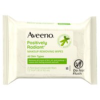 Aveeno Positively Radiant Makeup Removing Wipes, 25 count, 25 Each