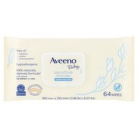 Aveeno Baby Sensitive All Over Wipes, 64 count