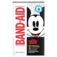 Johnson & Johnson Band-Aid Disney Mickey Mouse 100% Waterproof Adhesive Bandages, 15 count