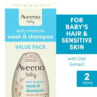 Aveeno Baby Daily Moisture Wash & Shampoo Value Pack, 24 fl oz