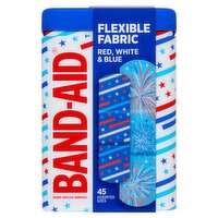 Band-Aid Flexible Fabric Red, White & Blue Adhesive Bandages, 45 Count, 45 Each