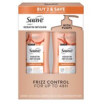 Suave Keratin Infusion Shampoo + Conditioner with Pumps, 2 count, 28 fl oz