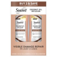 Suave Coconut Oil Infusion Shampoo + Conditioner, 15 fl oz, 2 count, 30 Fluid ounce