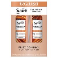 Suave Silk Protein Infusion Shampoo + Conditioner, 15 fl oz, 2 count, 30 Fluid ounce