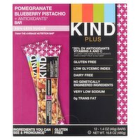 Kind Plus Pomegranate Blueberry Pistachio + Antioxidants Bar, 1.4 oz, 12 count