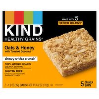 Kind Healthy Grains Oats & Honey with Toasted Coconut Granola Bars, 1.2 oz, 5 count, 6.2 Ounce