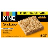 Kind Healthy Grains Oats & Honey with Toasted Coconut Granola Bars Value Pack, 1.2 oz, 15 count