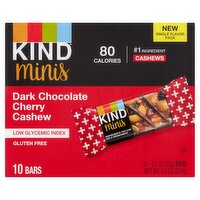 Kind Minis Dark Chocolate Cherry Cashew Bars, 0.7 oz, 10 count, 0.7 Ounce