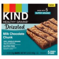 Kind Healthy Grains Drizzled Milk Chocolate Chunk Granola Bars, 1.16 oz, 5 count