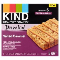 Kind Healthy Grains Drizzled Salted Caramel Granola Bars, 1.16 oz, 5 count, 5.8 Ounce