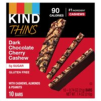 Kind Thins Dark Chocolate Cherry Cashew Bars, 0.74 oz, 10 count