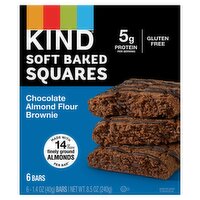 Kind Chocolate Almond Flour Brownie Soft Baked Squares Bars, 1.4 oz, 6 count