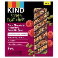 Kind Dark Chocolate Raspberry Pumpkin Seed Bars, 1.4 oz, 6 count