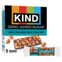 Kind Zero Added Sugar Dark Chocolate Nuts & Sea Salt Bars, 1.2 oz, 5 count
