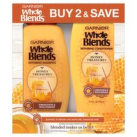 GARNIER Whole Blends Honey Treasures Repairing Shampoo & Conditioner, 12.5 fl oz, 2 count