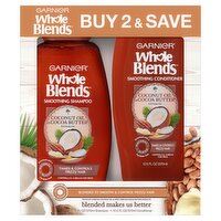 GARNIER Whole Blends Shampoo & Conditioner with Coconut Oil & Cocoa Butter, 12.5 fl oz, 2 count