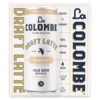 La Colombe Vanilla Draft Latte Coffee Roasters Real Coffee Drink, 9 fl oz, 4 count