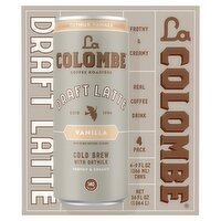 La Colombe Vanilla Draft Latte Coffee Roasters Real Coffee Drink, 9 fl oz, 4 count