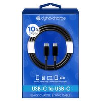 Dyno Charge 10 ft. USB-C to USB-C Black Charge & Sync Cable