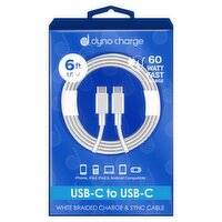 Dyno Charge 6 ft. USB-C to USB-C White Braided Charge & Sync Cable