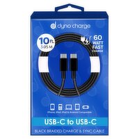 Dyno Charge 10 ft. USB-C to USB-C Black Braided Charge & Sync Cable