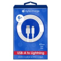 Dyno Charge 6 ft. USB-A to Lightning White Charge & Sync Cable