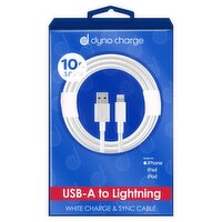 Dyno Charge 10 ft. USB-A to Lightning White Charge & Sync Cable
