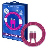 Dyno Charge 10ft. USB-C To Lightning Braided Pink Charge & Sync Cable