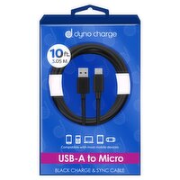 Dyno Charge 10 ft. USB-A to Micro Black Charge & Sync Cable
