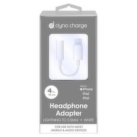 Dyno Charge Lightning to 3.5mm White Headphone Adapter