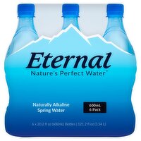 Eternal Nature's Perfect Water Naturally Alkaline Spring Water, 20.2 fl oz, 6 count