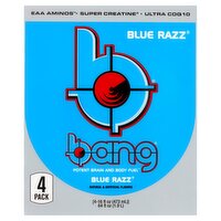 Bang Blue Razz Energy Drink, 16 fl oz, 4 count