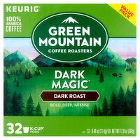 Green Mountain Coffee Roasters Dark Magic Roast Coffee K-Cup Pods Value Pack, 0.40 oz, 32 count