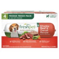Freshpet Chunky Beef & Carrot Recipe Slice & Serve Roll Adult Dog Food, 1.5 lb, 4 Count