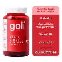 Goli Nutrition World's First Apple Cider Vinegar Gummies Dietary Supplement, 60 count