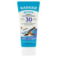 Badger Active Unscented & Hypoallergenic Mineral Sunscreen Cream, SPF 30, 2.9 fl oz