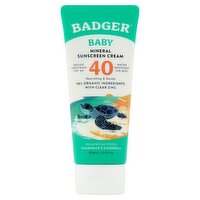 Badger Baby Chamomile & Calendula Mineral Sunscreen Cream, SPF 40, 2.9 fl oz
