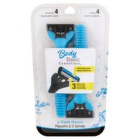 Body Basic Essentials 3-Blade Disposable Razors, 4 count