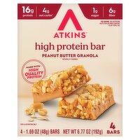 Atkins Peanut Butter Granola High Protein Bar, 1.69 oz, 4 count