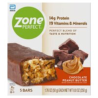 ZonePerfect Chocolate Peanut Butter Bars, 1.76 oz, 5 count