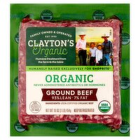 Clayton's Organic 93% Lean 7% Fat Organic Ground Beef, 16 oz, 16 Ounce