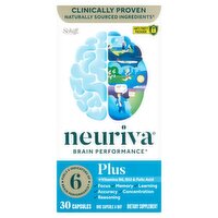 Schiff Neuriva Brain Performance Plus + Vitamins B6, B12 & Folic Acid Dietary Supplement, 30 count