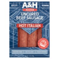 Abeles & Heymann Kosher Hot Italian Premium Uncured Beef Sausage, 12 oz