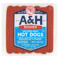 A&H Kosher Uncured Beef Hot Dogs, 7 count, 12 oz