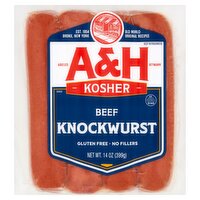 A&H Kosher Beef Knockwurst, 14 oz