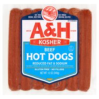 A&H Kosher Beef Hot Dogs, 7 count, 12 oz