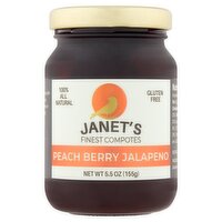Janet's Finest Compotes Peach Berry Jalapeno Compote, 5.5 oz