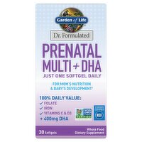 Garden of Life Dr. Formulated Prenatal Multi + DHA Whole Food Dietary Supplement, 30 count