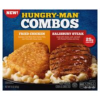 Hungry-Man Fried Chicken, Salisbury Steak Combos, 15 oz, 15 Ounce