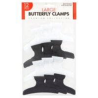 Donna #7937 Blk/Wht Large Butterfly Clamps, 12 count